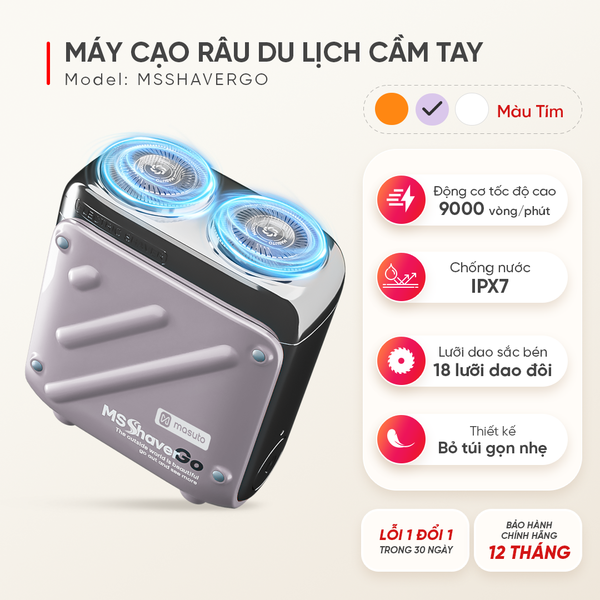 Máy Cạo Râu Masuto MS-ShaverGo - Pin sạc 400mAh, dùng tới 60 ngày, Bảo Hành 02 Năm