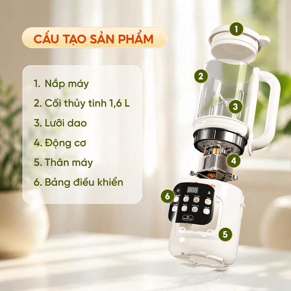Máy Làm Sữa Hạt Biết Nói MSLOVESMART | Dung tích LỚN 1.6L cho đại gia đình