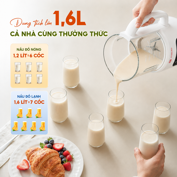 Máy Làm Sữa Hạt Biết Nói MSLOVESMART | Dung tích LỚN 1.6L cho đại gia đình