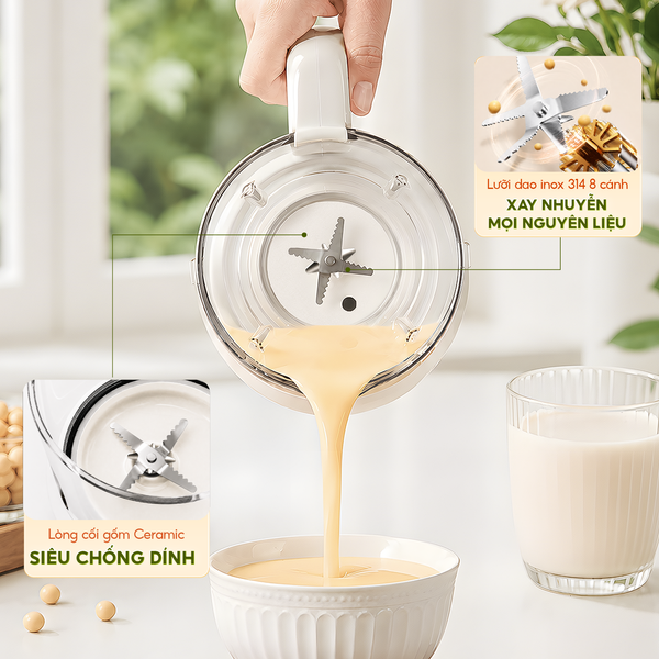 Máy Làm Sữa Hạt Biết Nói MSLOVESMART | Dung tích LỚN 1.6L cho đại gia đình