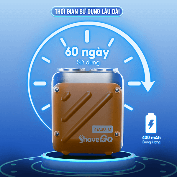 Máy Cạo Râu Masuto MS-ShaverGo - Pin sạc 400mAh, dùng tới 60 ngày, Bảo Hành 02 Năm