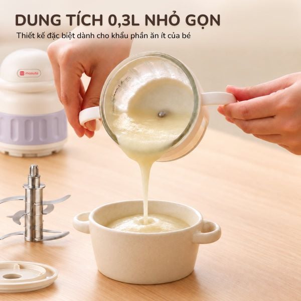 Máy Xay Ăn Dặm Đa Năng MSBABYBLEND Masuto - Cối Thủy Tinh, Lưỡi Dao 8 Cánh Xay Vi Lượng Siêu Mịn