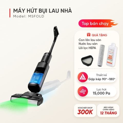 Máy hút bụi lau nhà không dây cầm tay Masuto FlexiFold | Lực hút siêu mạnh 15.000Pa, Tay gập linh hoạt 90°, Tự vệ sinh 1 chạm