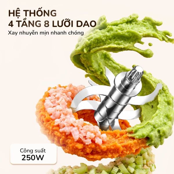 Máy Xay Ăn Dặm Đa Năng MSBABYBLEND Masuto - Cối Thủy Tinh, Lưỡi Dao 8 Cánh Xay Vi Lượng Siêu Mịn