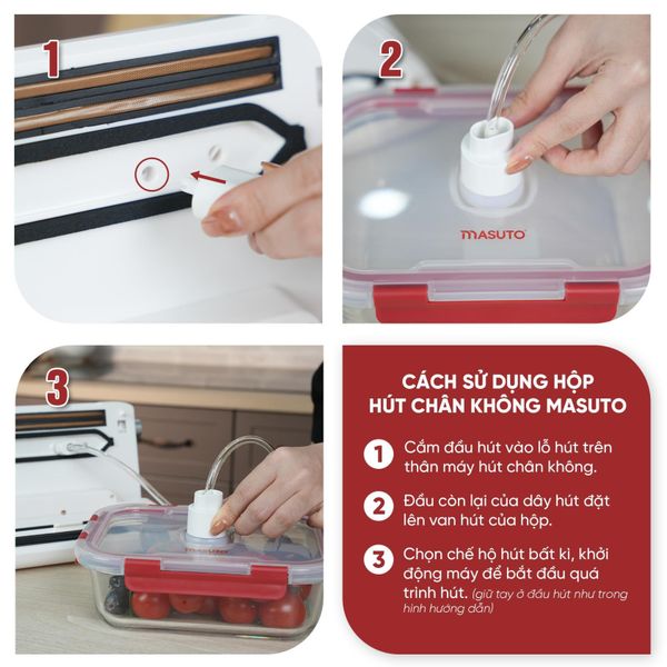 Hộp Thủy Tinh Hút Chân Không Cao Cấp Masuto Dung tích 1040ml