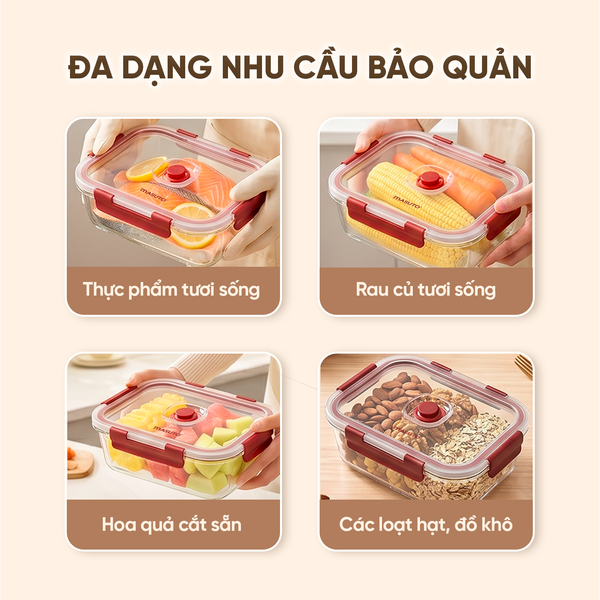 Hộp Thủy Tinh Hút Chân Không Cao Cấp Masuto Dung tích 1040ml