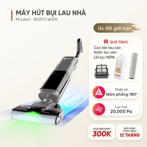 Máy hút bụi lau nhà không dây cầm tay Masuto PowerSlim phiên bản Space Titanium | Lực hút 20.000Pa, Tự giặt sấy 1 chạm