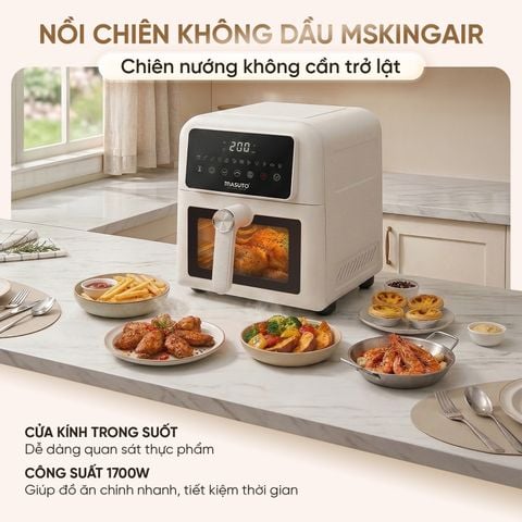 Nồi chiên không dầu Masuto MSKingAir - Dung tích 6L - 2 tầng đốt không cần trở lật - Phiên bản mới 2026