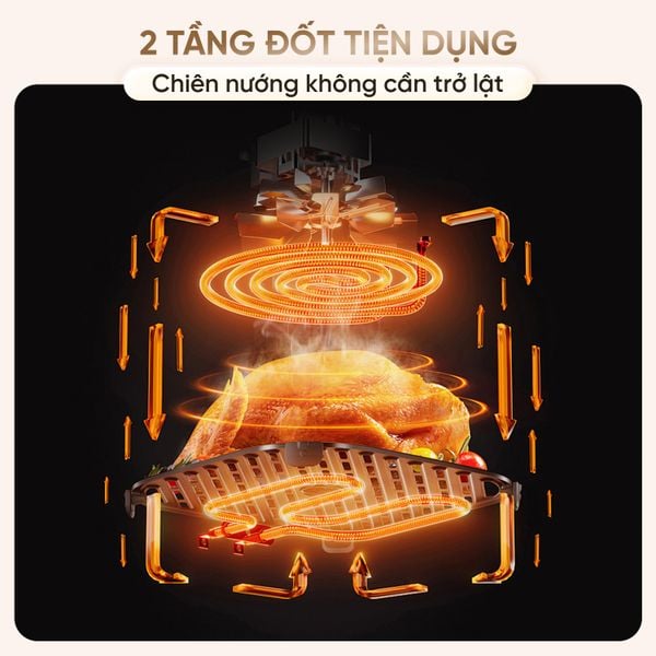 Nồi chiên không dầu Masuto MSKingAir - Dung tích 6L - 2 tầng đốt không cần trở lật - Phiên bản mới 2026