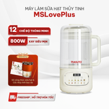 Máy làm sữa hạt thủy tinh chống ồn Masuto MSLovePlus