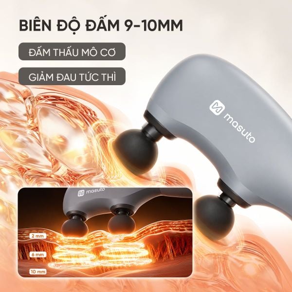 Máy massage cầm tay búa đấm Masuto DualSpine Care - Nhân đôi tác động, giảm đau cơ cấp tốc