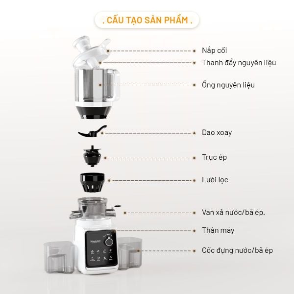 Máy ép chậm toàn năng MSPrime Ultra | Ống tiếp nguyên liệu CỰC ĐẠI 156mm