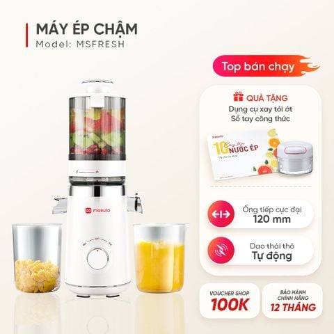 Máy ép chậm Masuto MSFresh | Ống tiếp nguyên liệu cực đại 120mm