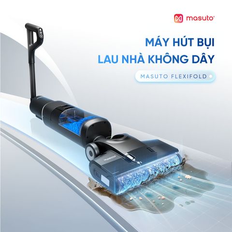 [GIẢM THÊM 1TR5] Máy hút bụi lau nhà không dây cầm tay Masuto FlexiFold | Lực hút siêu mạnh 15.000Pa, Tay gập linh hoạt 90°, Tự vệ sinh 1 chạm