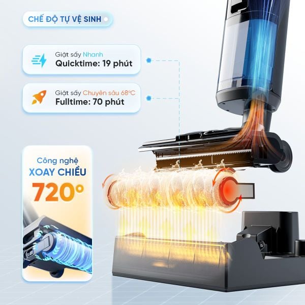 Máy hút bụi lau nhà không dây cầm tay Masuto FlexiFold | Lực hút siêu mạnh 15.000Pa, Tay gập linh hoạt 90°, Tự vệ sinh 1 chạm