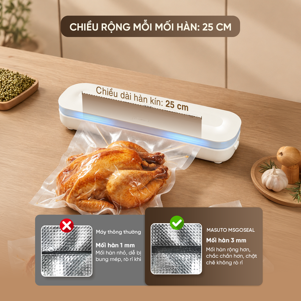 Máy hút chân không di động Masuto MSGOSEAL-Lực hút -60kPa hút nhanh chóng-Khử khuẩn UV