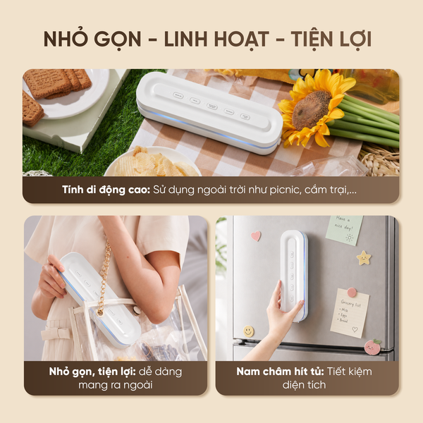 Máy hút chân không di động Masuto MSGOSEAL-Lực hút -60kPa hút nhanh chóng-Khử khuẩn UV