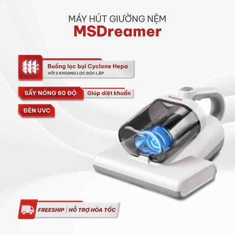 [HÀNG ĐẶT TRƯỚC - GIẢM THÊM 200K] Máy hút bụi giường nệm cầm tay Masuto Dreamer - UV diệt khuẩn, 2 buồng lọc bụi Cyclone Hepa, lực hút mạnh 13000Pa