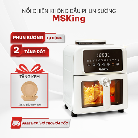 Nồi chiên không dầu phun sương Masuto MSKing 6L - 2 tầng đốt không cần trở lật