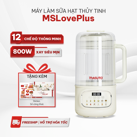 Máy làm sữa hạt thủy tinh chống ồn Masuto MSLovePlus