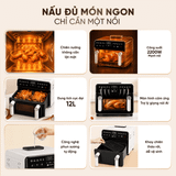 Nồi chiên không dầu Masuto PrimeAir 12L - Công suất 2200W- Chiên nướng không cần trở lật