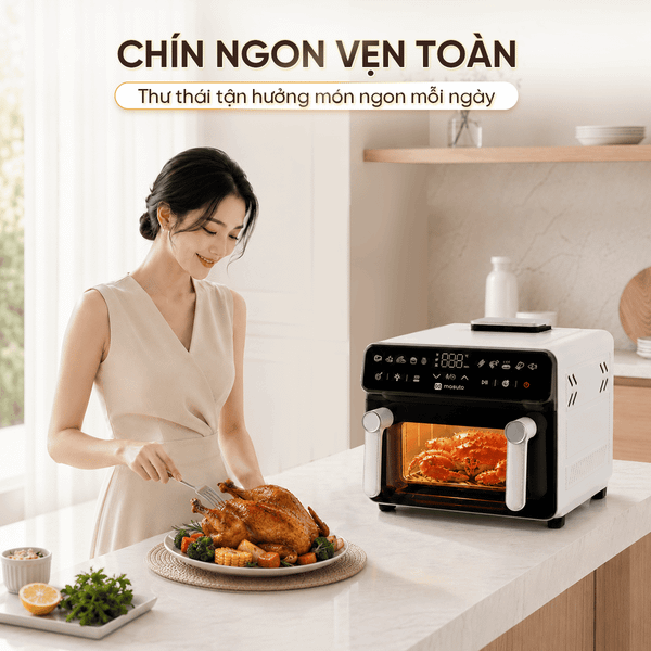 Nồi chiên không dầu Masuto PrimeAir 12L - Công suất 2200W- Chiên nướng không cần trở lật