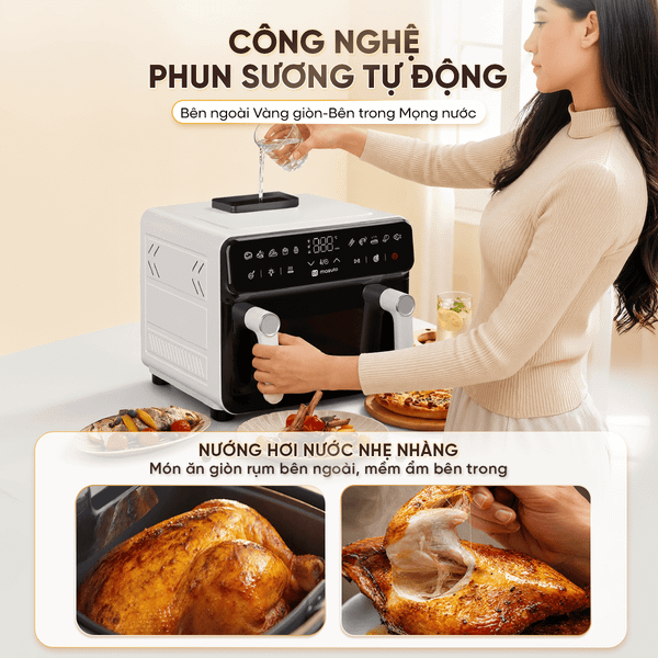 Nồi chiên không dầu Masuto PrimeAir 12L - Công suất 2200W- Chiên nướng không cần trở lật