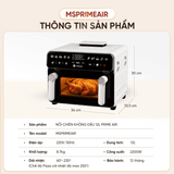 Nồi chiên không dầu Masuto PrimeAir 12L - Công suất 2200W- Chiên nướng không cần trở lật
