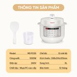 Nồi cơm áp suất 5L Masuto MSPC05 - 10 chức năng nấu, chế độ nấu mở nắp riêng biệt