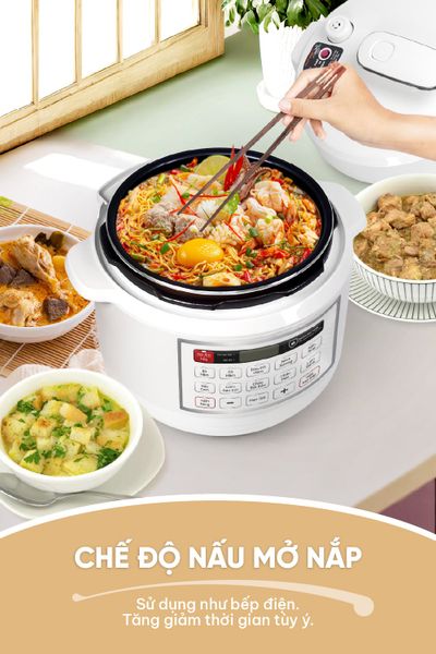 Nồi cơm áp suất 5L Masuto MSPC05 - 10 chức năng nấu, chế độ nấu mở nắp riêng biệt