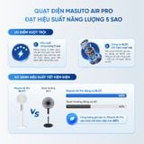 Quạt thông minh Masuto Air Pro cánh lớn 28cm – Điều khiển giọng nói Tiếng Việt, động cơ BLDC tiết kiệm điện