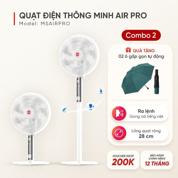 Quạt thông minh Masuto Air Pro cánh lớn 28cm – Điều khiển giọng nói Tiếng Việt, động cơ BLDC tiết kiệm điện