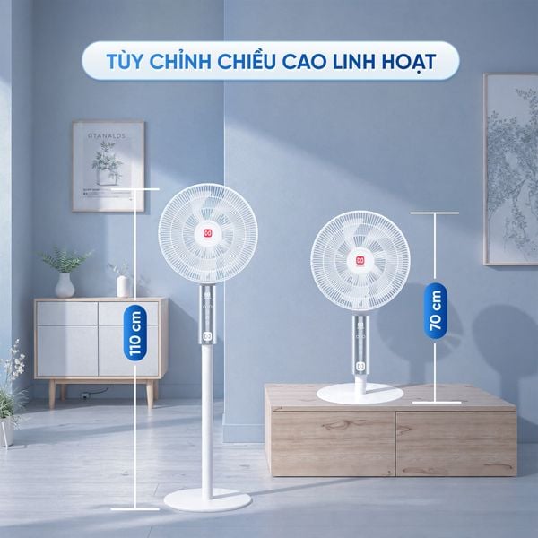 Quạt thông minh Masuto Air Pro cánh lớn 28cm – Điều khiển giọng nói Tiếng Việt, động cơ BLDC tiết kiệm điện