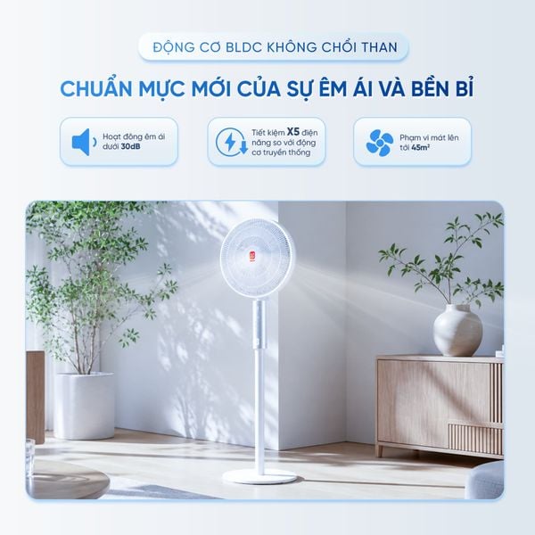 Quạt thông minh Masuto Air Pro cánh lớn 28cm – Điều khiển giọng nói Tiếng Việt, động cơ BLDC tiết kiệm điện