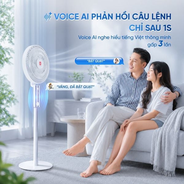Quạt thông minh Masuto Air Pro cánh lớn 28cm – Điều khiển giọng nói Tiếng Việt, động cơ BLDC tiết kiệm điện
