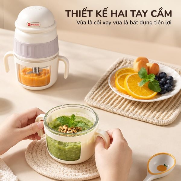 Máy Xay Ăn Dặm Đa Năng MSBABYBLEND Masuto - Cối Thủy Tinh, Lưỡi Dao 8 Cánh Xay Vi Lượng Siêu Mịn