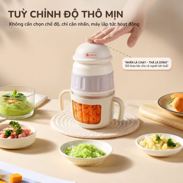 Máy Xay Ăn Dặm Đa Năng MSBABYBLEND Masuto - Cối Thủy Tinh, Lưỡi Dao 8 Cánh Xay Vi Lượng Siêu Mịn
