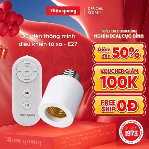Chuôi đèn thông minh Điện Quang CĐTMR01 (E27, Remote, max 40W)
