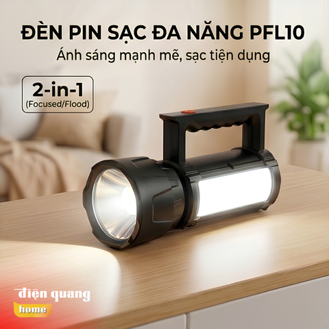 Đèn pin sạc ĐQ PFL10 R BL (Pin Lithium, đen)