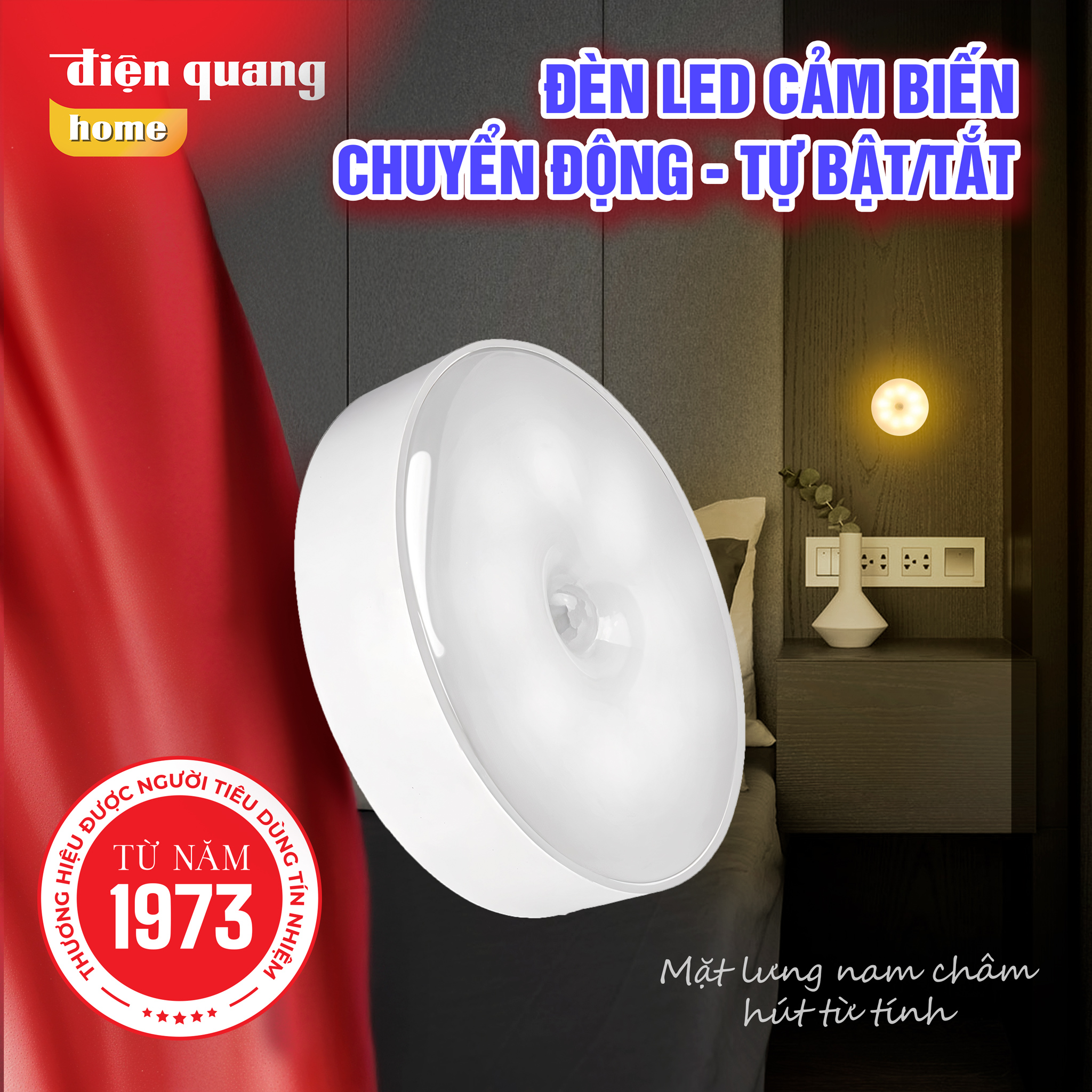 Đèn Led Cảm Biến Chuyển Động Điện Quang Sạc USB (Ánh sáng vàng)