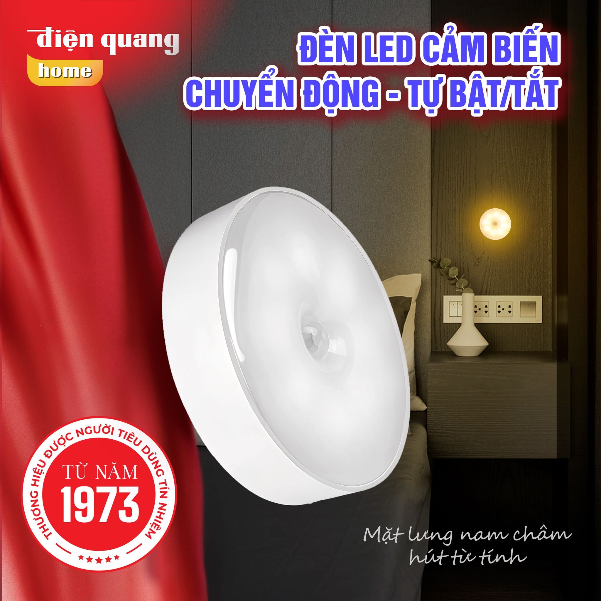 Đèn Led Cảm Biến Chuyển Động Điện Quang Sạc USB (Ánh sáng vàng)