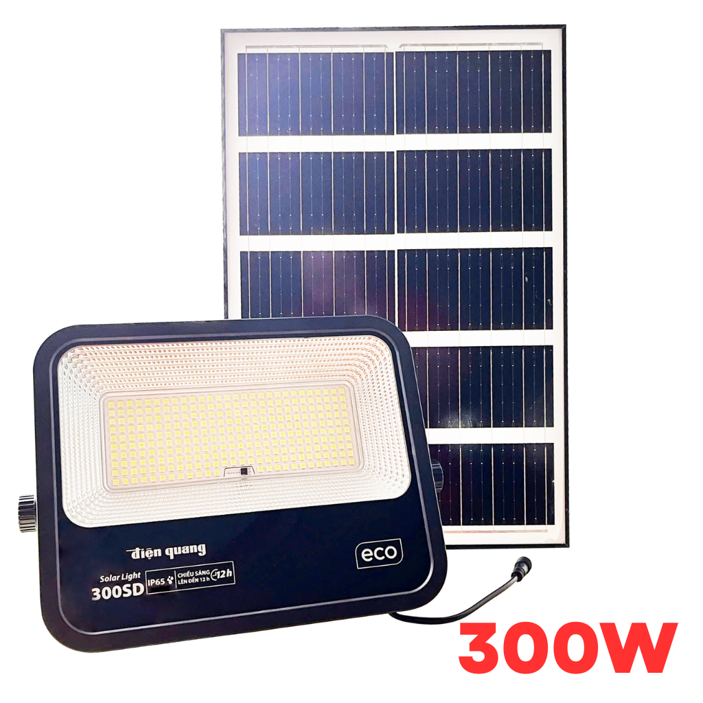 Bộ Đèn LED Pha Solar ECO Năng Lượng Mặt Trời Ánh Sáng Trắng LEDSL01/SL03 6500K V02/V03 (60W/100W/200W/300W)