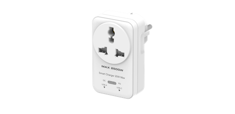 Ổ cắm ĐQ EQS 1W 2U FC (1 lỗ 3 chấu, 1A 1C, sạc nhanh, màu trắng)