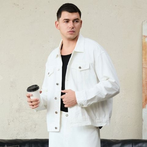Áo Khoác Jeans Nam Siêu Nhẹ ICON105 Lightweight Offwhite Form Regular