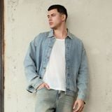 Áo Khoác Nam Jacket Denim Light Blue Form Loose