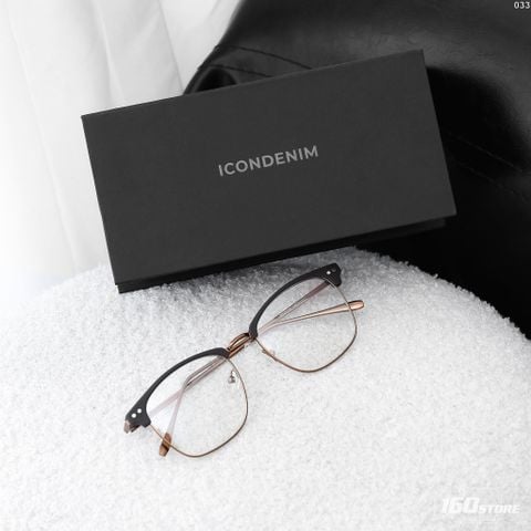 Mắt Kính Nam Gọng Tròn Kim Loại Nâu Trong