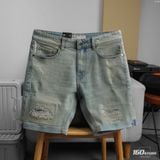 Quần Short Denim Nam ICONDENIM - Basic 5-Pocket Ripped Wash