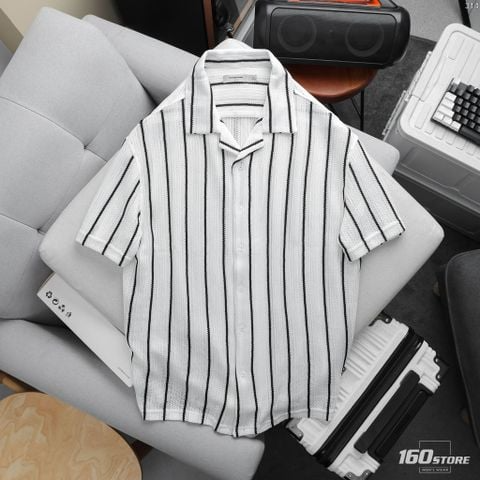 Áo Sơmi Cuban Nam ICONDENIM Dệt Lưới Họa Tiết Sọc