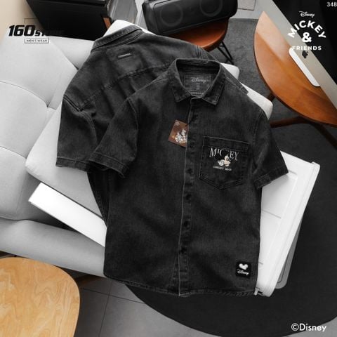 Áo Sơ Mi Nam Tay Ngắn Disney Grey Beat Form Boxy