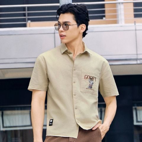 Áo Sơ Mi Nam Tay Ngắn Disney Sunny Goofy Form Boxy